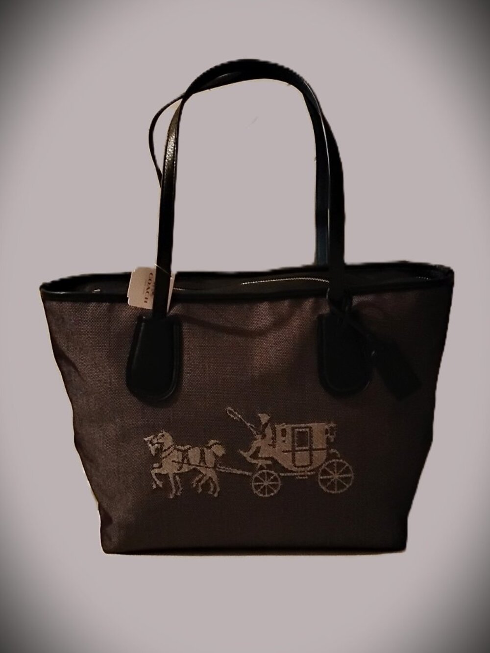Coach WHS Horse and Carriage Black/Chalk Taxi Tote 35337M